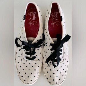 ❤️Taylor Swift KEDS off white black polka dot ribbon lace shoes sneakers 7 heart